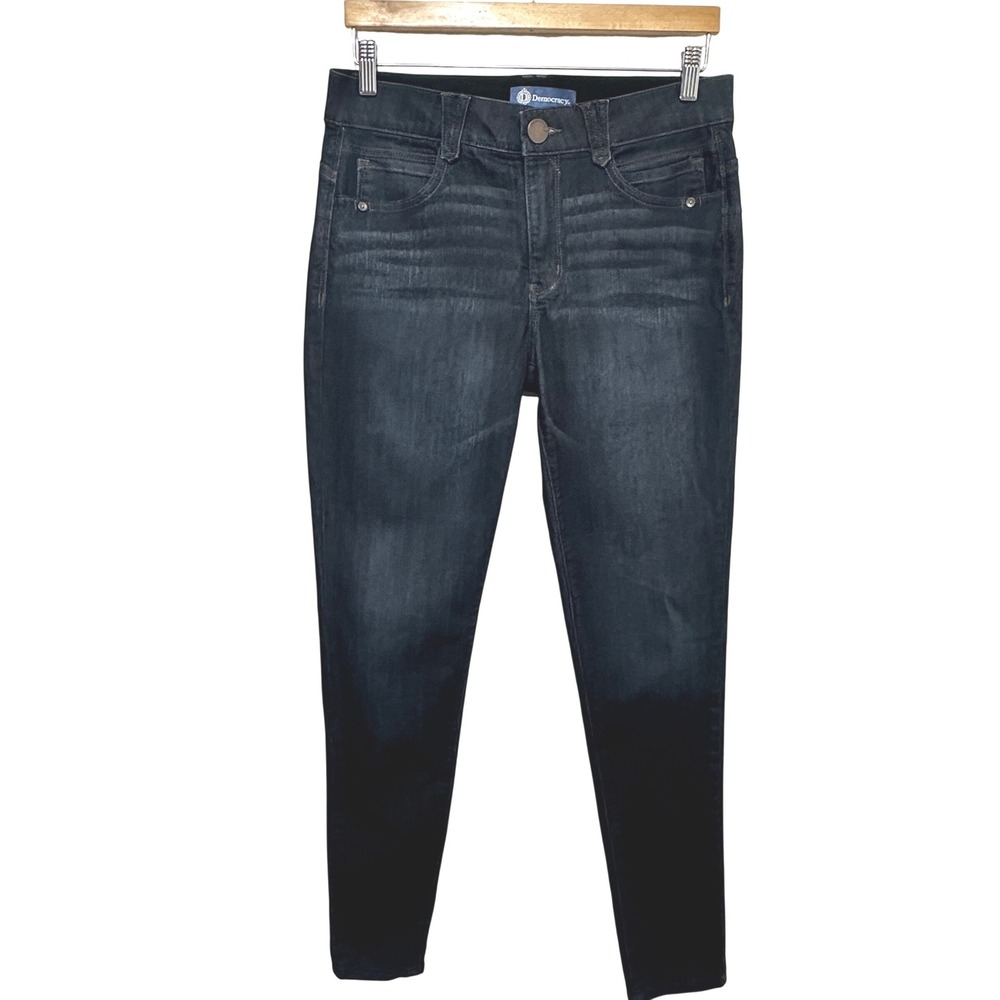 Democracy Ab"solution Tapered Jeans Women 10 Blue Dark Wash Denim Stretch Casual